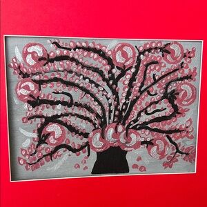 Abstract red, black and silver Tree Art